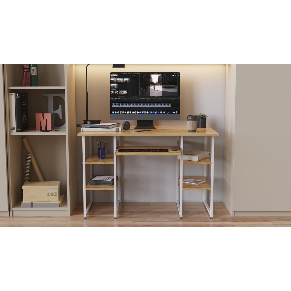 Компьютерный стол Ferrum-decor Тим 75x140x70 белый ДСП Дуб Артизан 32мм (FRD-106958)