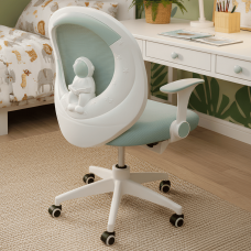 Крісло обертове дитяче з підставкою для ніг PERFECT KIDS ASTRONAUT GREEN Perfect Home Зелений (PFH-092114)