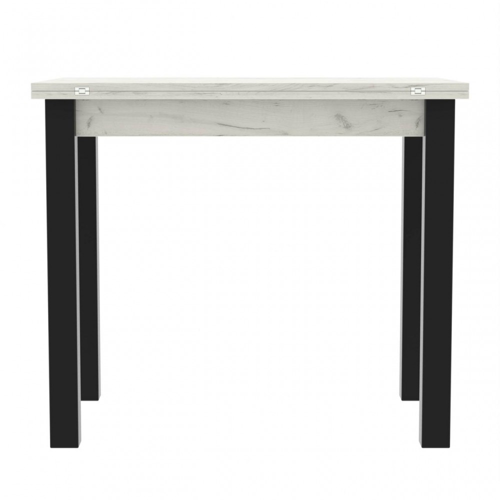 Стол обеденный раскладной Неман ЮК Дуб крафт белый/Черный (NEM-121071)