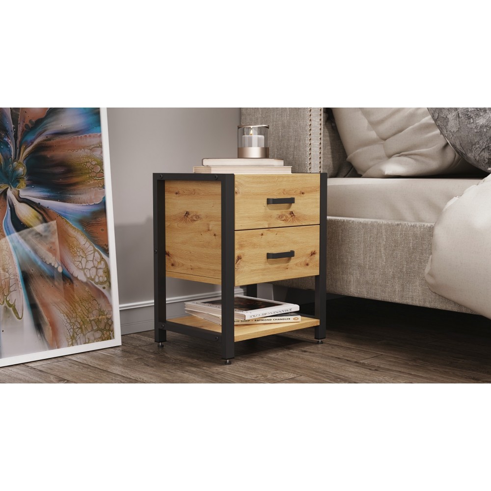 Универсальная тумба Ferrum-decor Vivien 2/1 50x41x40 черная ДСП Дуб Артизан 16 мм (FRD-106836)