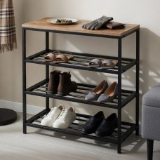 Полка для обуви Слайм 3 Ferrum-decor 635x630x260 Черный металл ДСП Дуб Сан-Марино 16 мм (FRD-106837)
