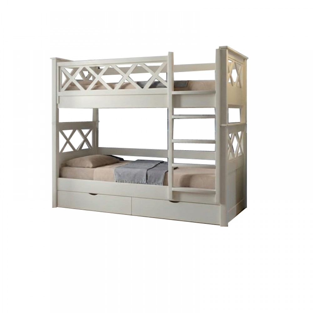 Двухъярусная детская кровать Mebigrand Мальта Айвори (S0505Y30R) 90х200 см с ящиками (MBG-2296)