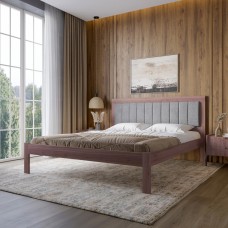 Полуторная деревянная кровать Mebigrand Пекин П1 Орех лесной/Аляска 93 (Серый) 120х190 см (MBG-18422)