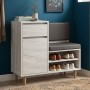 Тумба для взуття з сидінням і ящиком LION ТО-11 100x40x80 см Дуб Крафт Білий (LION-045334)