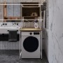 Стелаж-полиця Бафрум 403 Ferrum-decor для пральної машини 178x70,5x60,5 Білий метал ДСП Дуб Евок Прибережний 16 мм (FRD-107599)