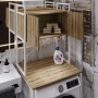 Стеллаж полка Бафрум 404 Ferrum-decor для стиральной машины 178x70,5x60,5 Белый металл ДСП Дуб Евок Прибрежный 16 мм (FRD-107609)