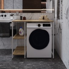 Стелаж-полиця Бафрум 405 Ferrum-decor для пральної машини 90x101x60,5 Білий метал ДСП Дуб Евок Прибережний 16 мм (FRD-107619)