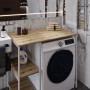 Стеллаж полка Бафрум 405 Ferrum-decor для стиральной машины 90x101x60,5 Белый металл ДСП Дуб Евок Прибрежный 16 мм (FRD-107619)