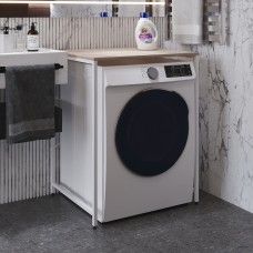 Стеллаж полка Бафрум 401 Ferrum-decor для стиральной машины 90x70,5x60,5 Белый металл ДСП Дуб Сан-Марино 16 мм (FRD-107359)