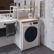 Стеллаж полка Бафрум 402 Ferrum-decor для стиральной машины 133,5x70,5x60,5 Белый металл ДСП Дуб Сан-Марино 16 мм (FRD-107369)