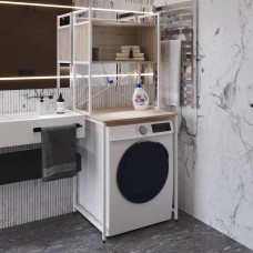 Стеллаж полка Бафрум 403 Ferrum-decor для стиральной машины 178x70,5x60,5 Белый металл ДСП Дуб Сан-Марино 16 мм (FRD-107379)