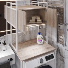 Стелаж-полиця Бафрум 404 Ferrum-decor для пральної машини 178x70,5x60,5 Білий метал ДСП Дуб Сан-Марино 16 мм (FRD-107389)