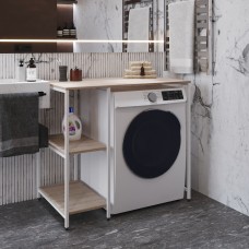 Стелаж-полиця Бафрум 405 Ferrum-decor для пральної машини 90x101x60,5 Білий метал ДСП Дуб Сан-Марино 16 мм (FRD-107399)