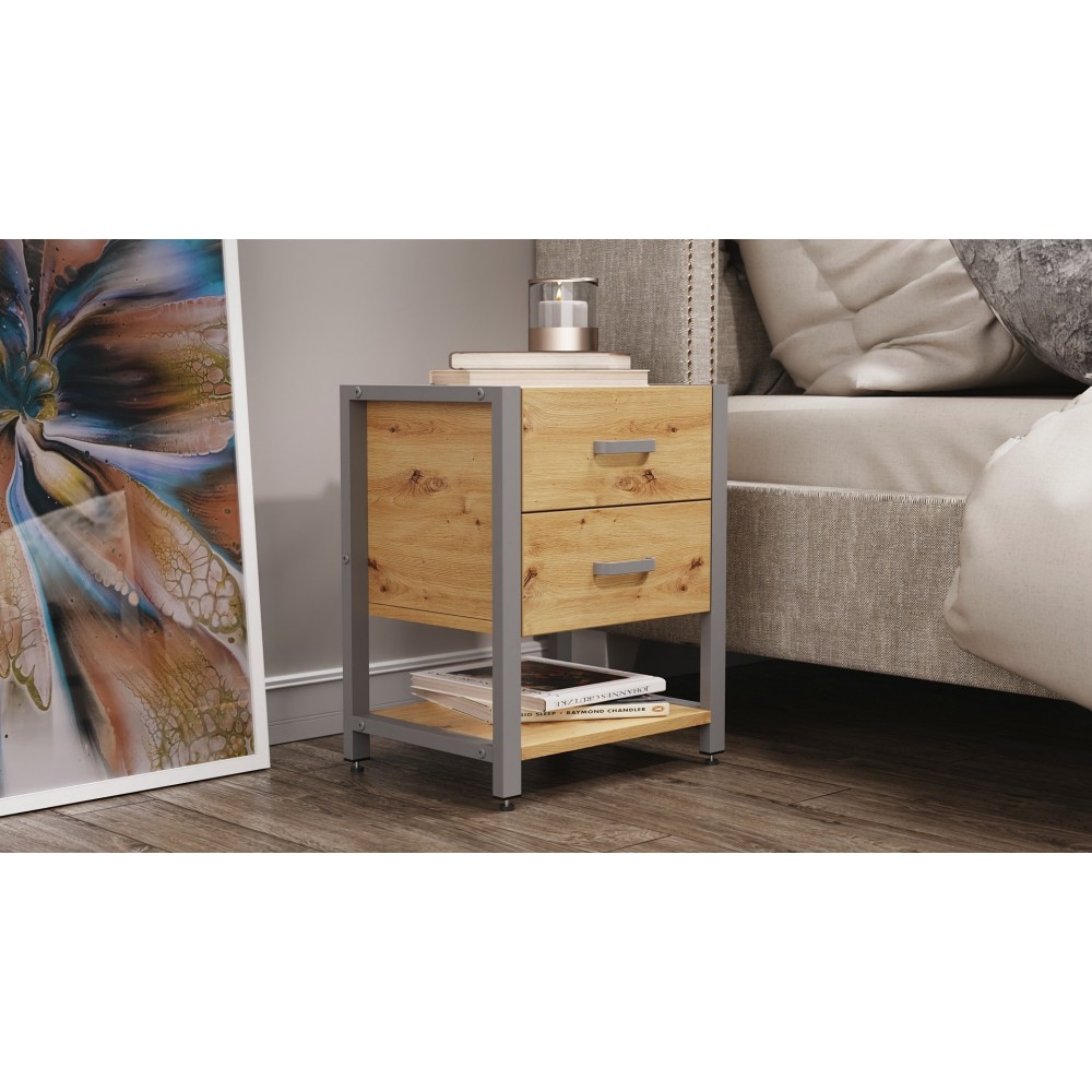 Тумба универсальная Ferrum-decor Вивьен 2/1 50x41x40 серый ДСП Дуб Артизан 16мм (FRD-106869)