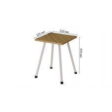 Табурет Ferrum-decor 430x320x320 Білий метал ДСП Дуб Артизан 16 мм (FRD-106919)