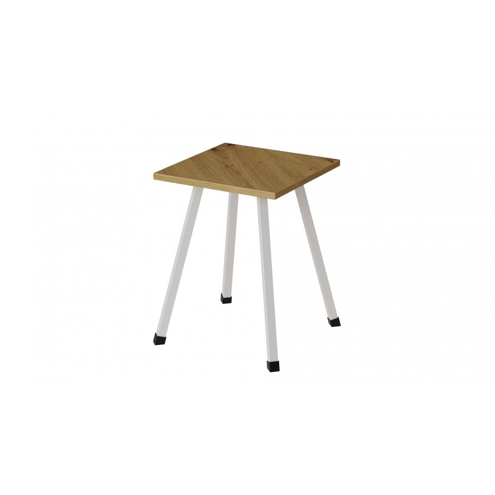 Табурет Ferrum-decor 430x320x320 Белый металл ДСП Дуб Артизан 16 мм (FRD-106919)
