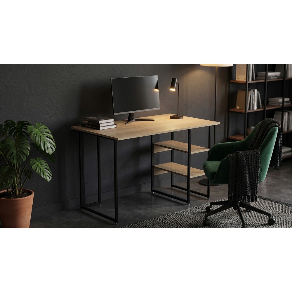 Стол письменный Кевин Ferrum-decor 75x120x60 Черный металл ДСП Дуб Кремона Торро 16 мм (FRD-108159)