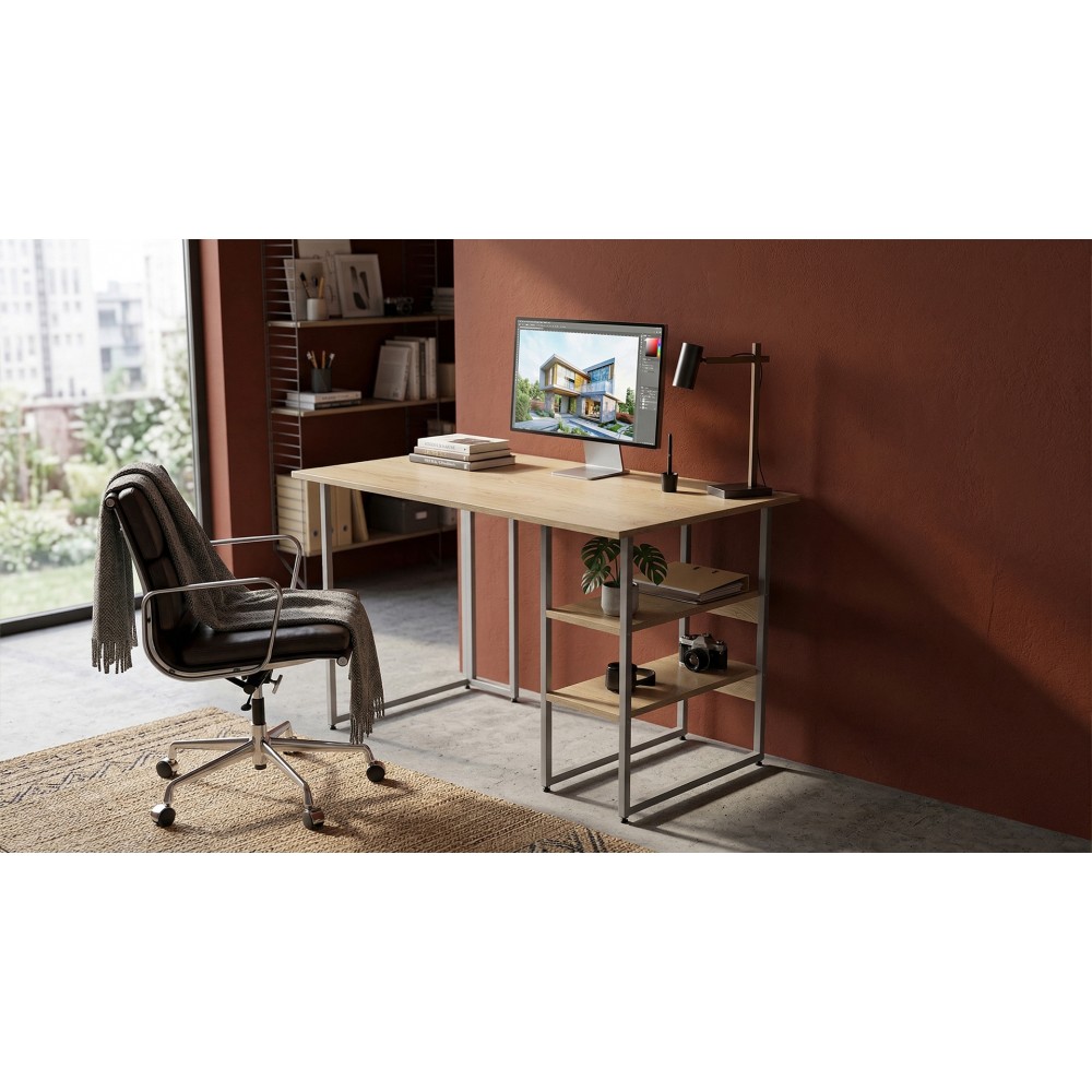 Стол письменный Кевин Ferrum-decor 75x120x70 Серый металл ДСП Дуб Кремона Торро 16 мм (FRD-108179)