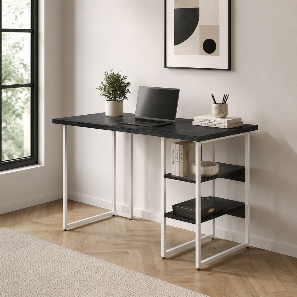Стол письменный Кевин Ferrum-decor 75x120x70 Белый металл ДСП Каштан Арвадонна 32 мм (FRD-108109)