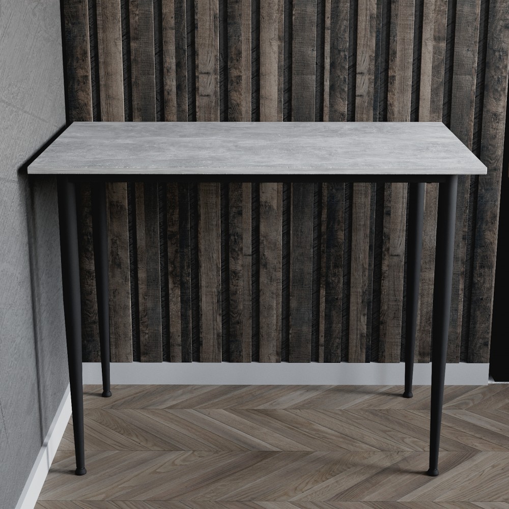 Стол универсальный Prime Ferrum-decor 750x1200x600 Черный металл ДСП Бетон 16 мм (FRD-107639)