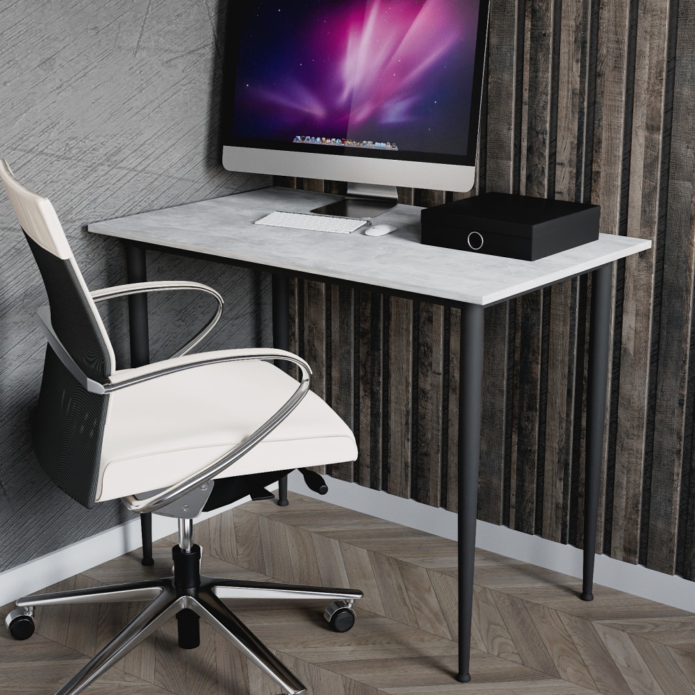 Стол универсальный Prime Ferrum-decor 750x1200x600 Черный металл ДСП Бетон 16 мм (FRD-107639)