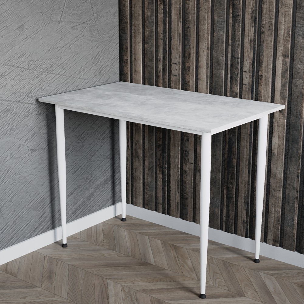 Стол универсальный Prime Ferrum-decor 750x1200x600 Белый металл ДСП Бетон 16 мм (FRD-107699)