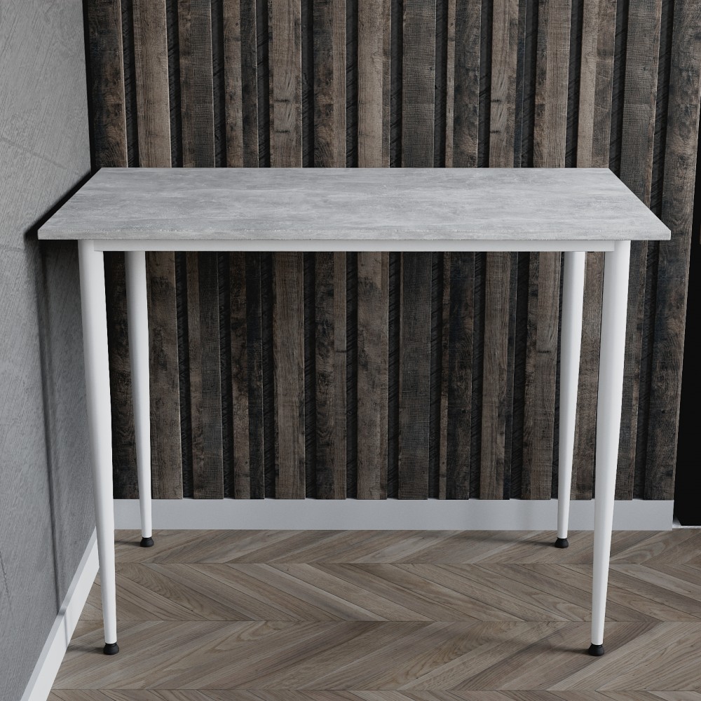 Стол универсальный Prime Ferrum-decor 750x1200x600 Белый металл ДСП Бетон 16 мм (FRD-107699)