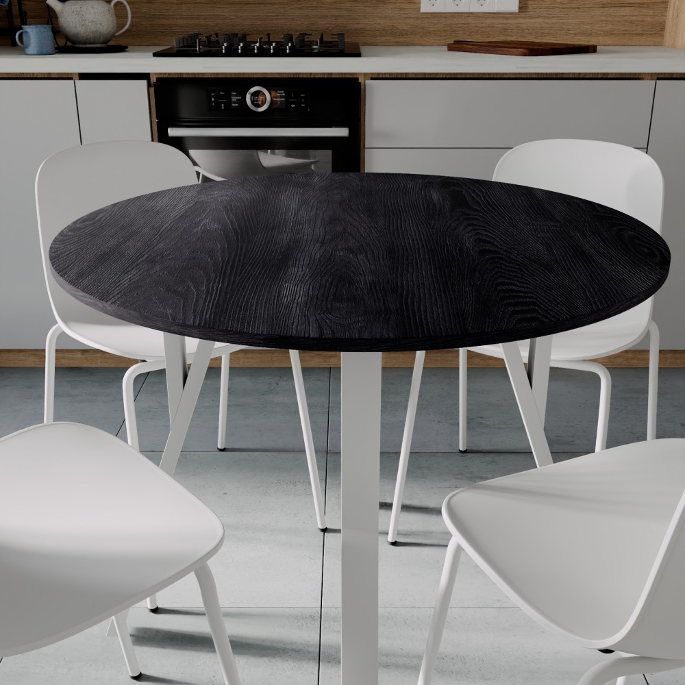 Круглий стіл MARSI 4 870-4 ніжки конусні Ferrum-decor 750x870x870 Білий метал ДСП Дуб Каштан Арвадонна 16 мм (FRD-107529)