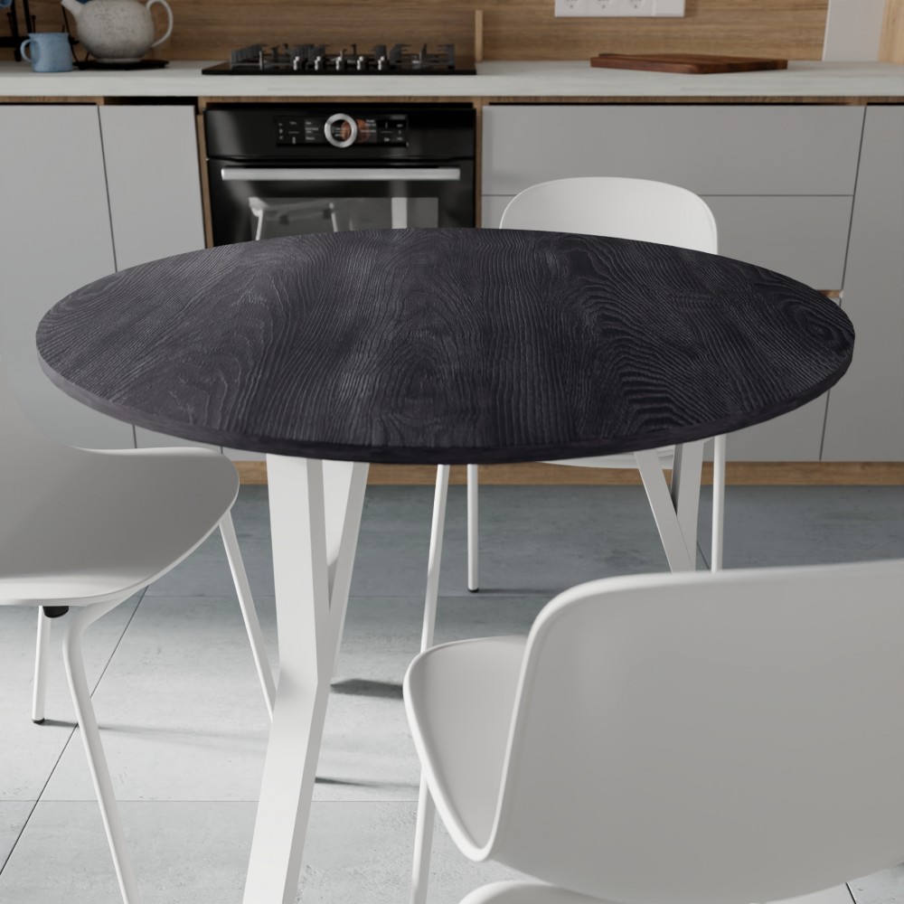 Круглий стіл MARSI 3 870-3 Ferrum-decor 750x870x870 Білий метал ДСП Каштан Арвадонна 16 мм (FRD-107519)