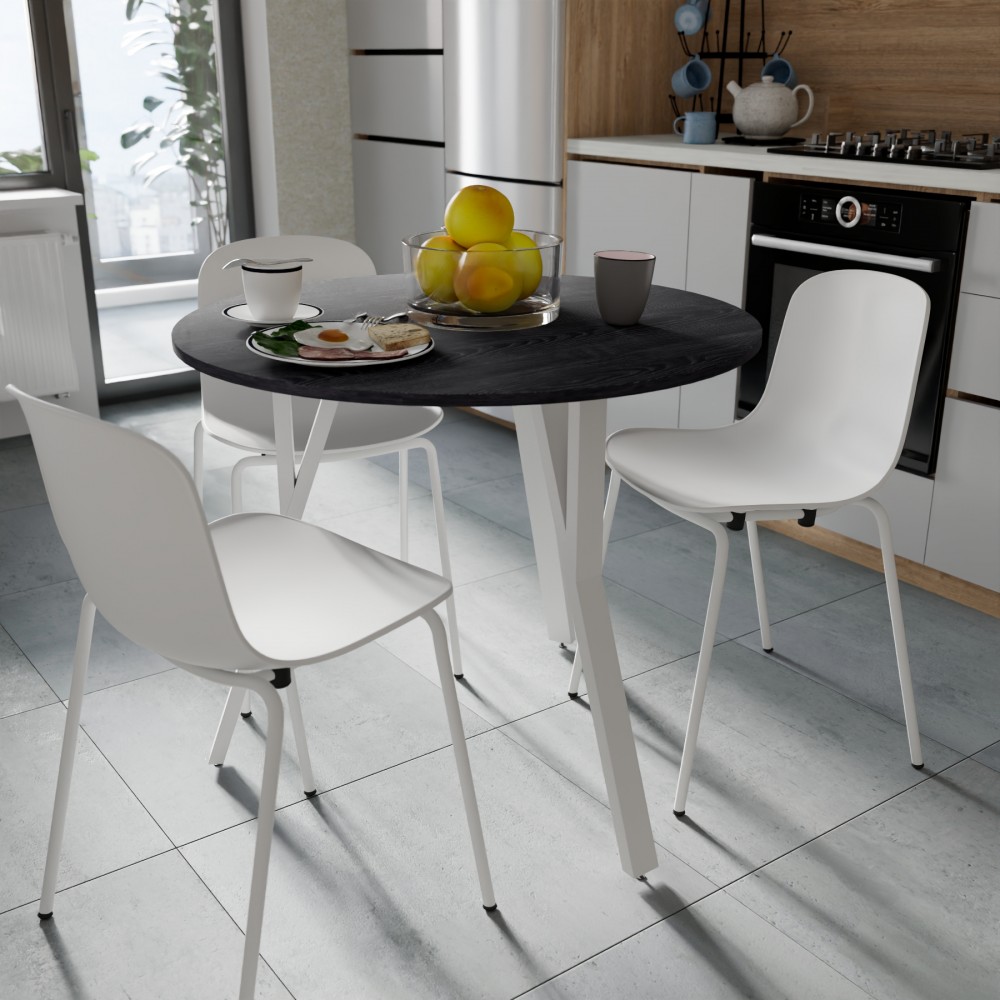 Круглий стіл MARSI 3 870-3 Ferrum-decor 750x870x870 Білий метал ДСП Каштан Арвадонна 16 мм (FRD-107519)