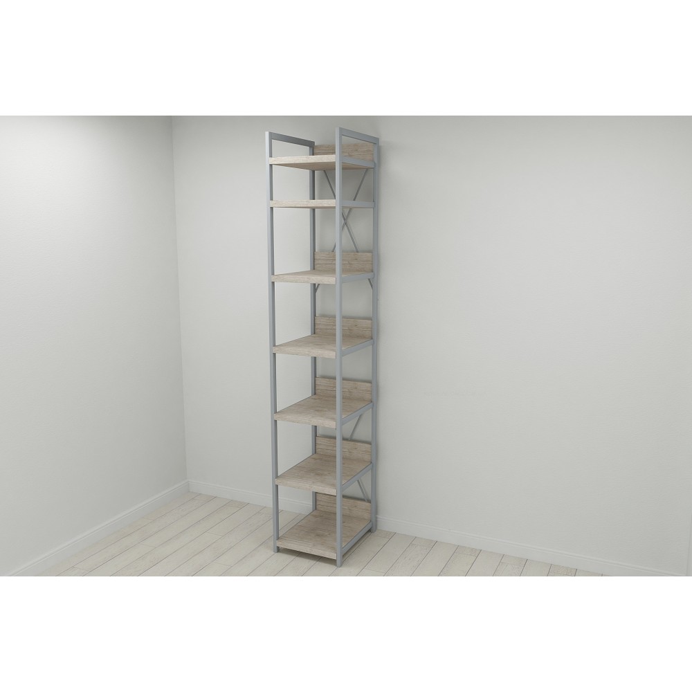 Шафа Гардероб Уні секція 4 серії Конект Ferrum-decor 220x40x50 см Сірий метал ДСП Дуб Сан-Марино 32 мм (FRD-106899)