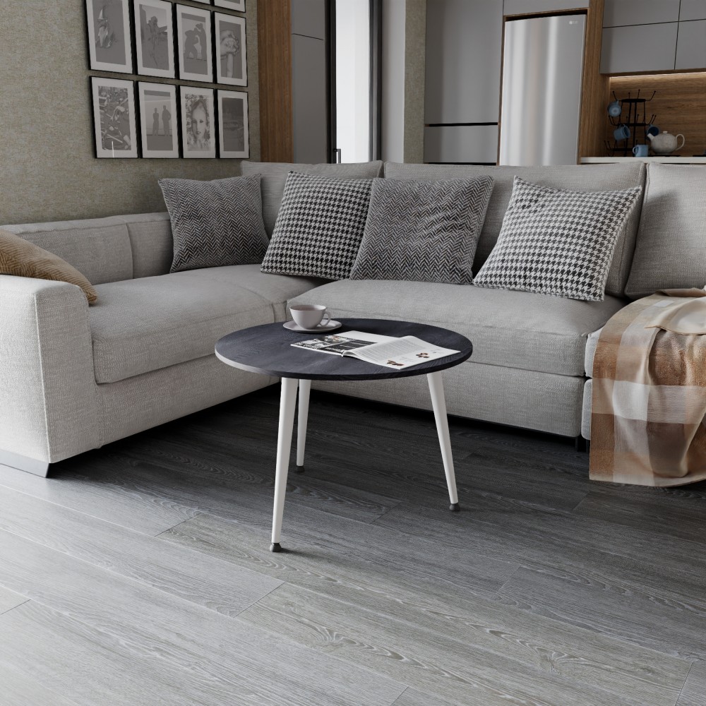 Журнальний круглий стіл OPTIMA 1 ніжки конусні Ferrum-decor 450x670x670 Білий метал ДСП Каштан Арвадонна 16 мм (FRD-107539)