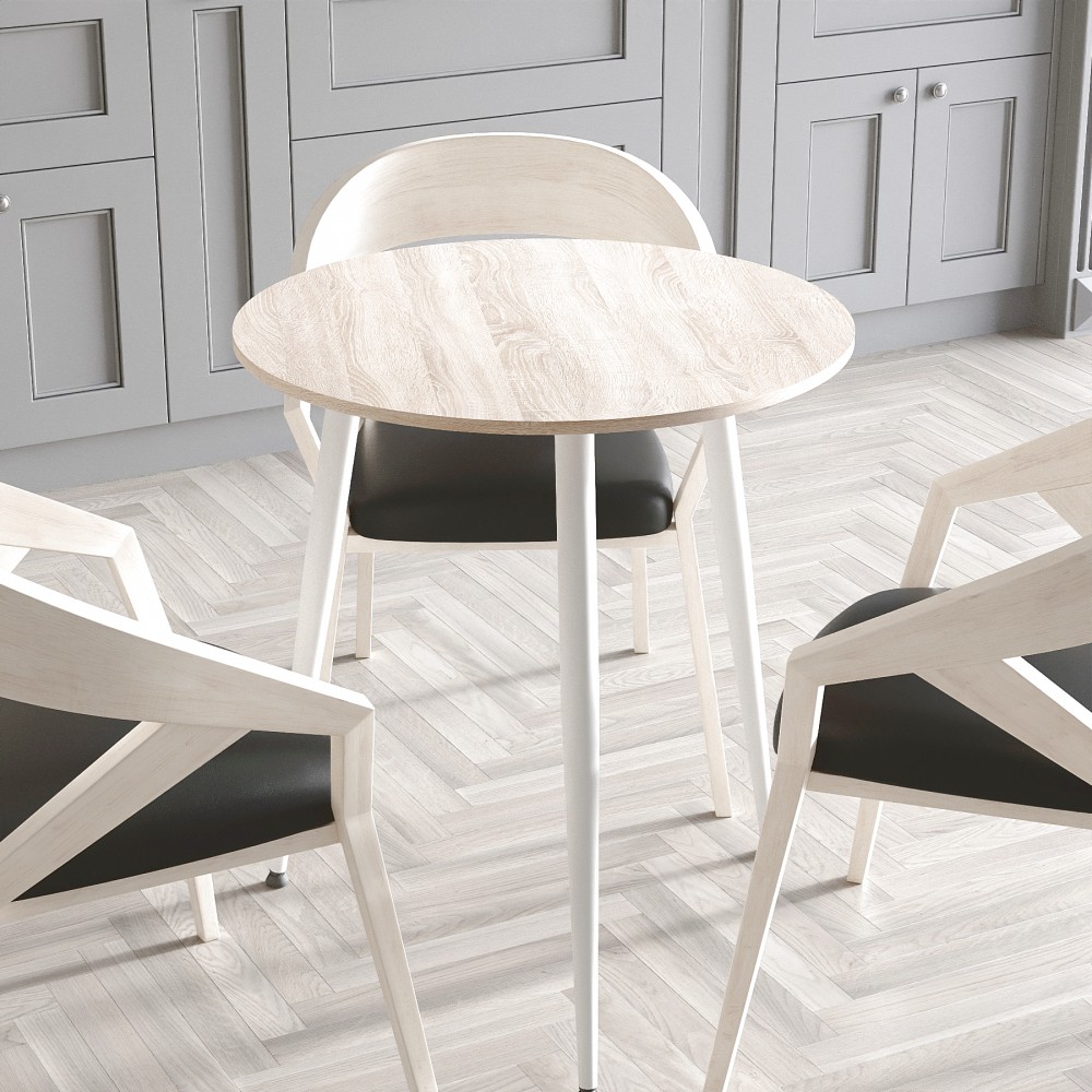 Круглий стіл OPTIMA 3 ніжки конусні Ferrum-decor 750x670x670 Білий метал ДСП Дуб Сонома 16 мм (FRD-107449)