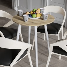 Круглий стіл OPTIMA 4 ніжки конусні Ferrum-decor 750x670x670 Білий метал ДСП Дуб Евок Прибережний 16 мм (FRD-107569)