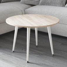 Журнальний круглий стіл OPTIMA 2 ніжки конусні Ferrum-decor 450x670x670 Білий метал ДСП Дуб Сонома 16 мм (FRD-107479)