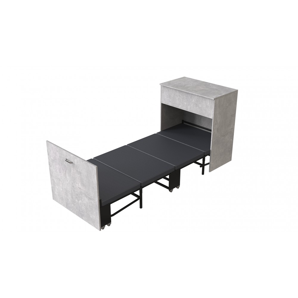 Кровать трансформер комод ASCET 3 Ferrum-decor 920x2000x700 Черный металл ДСП Бетон 16 мм (FRD-107339)