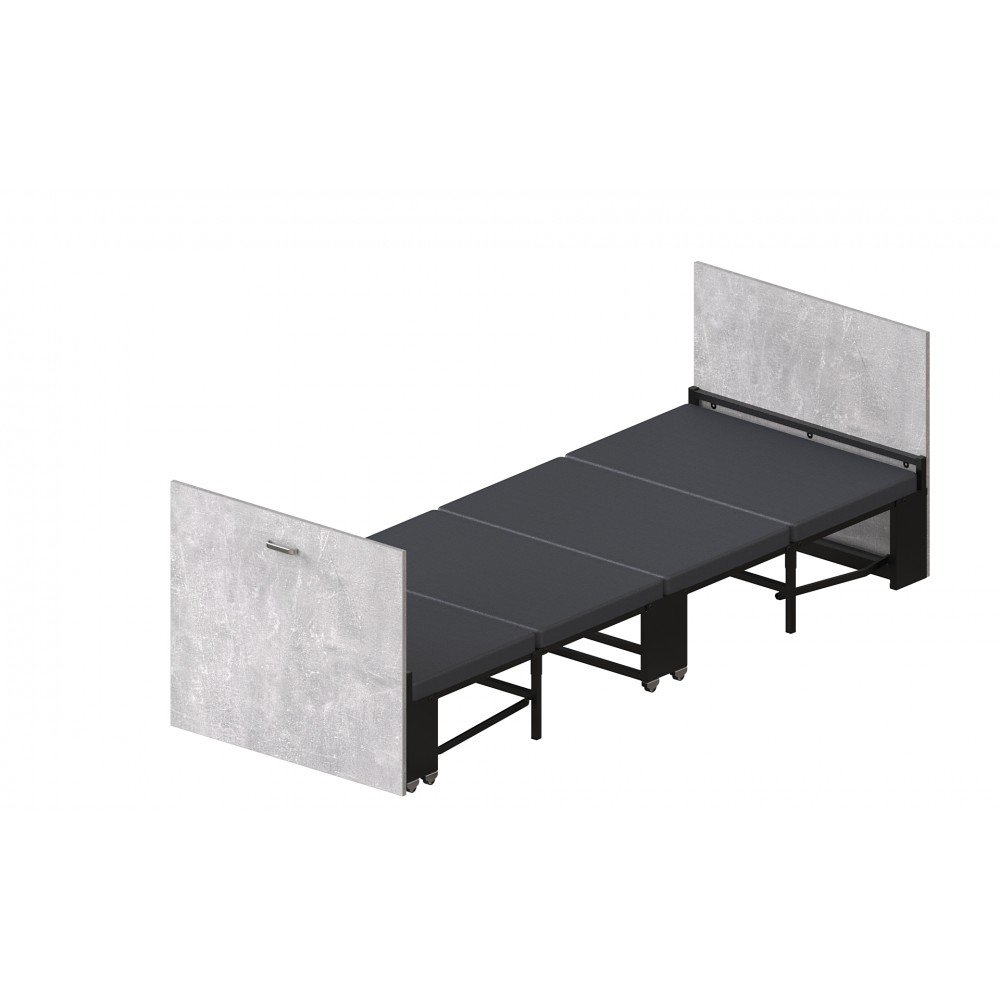 Кровать трансформер ASCET 1 Ferrum-decor 650x2000x700 Черный металл ДСП Бетон 16 мм (FRD-107329)