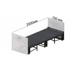 Ліжко трансформер ASCET 1 Ferrum-decor 650x2000x700 Чорний метал ДСП Бетон 16 мм (FRD-107329)