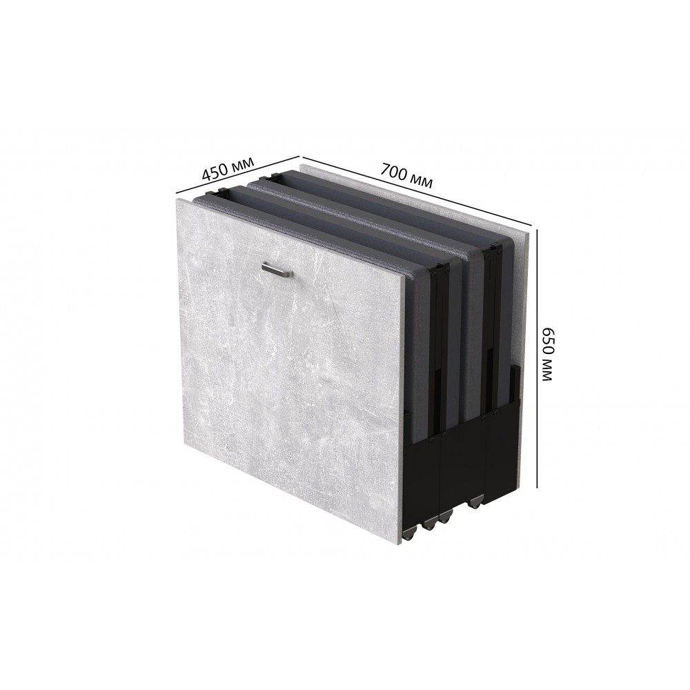 Кровать трансформер ASCET 1 Ferrum-decor 650x2000x700 Черный металл ДСП Бетон 16 мм (FRD-107329)