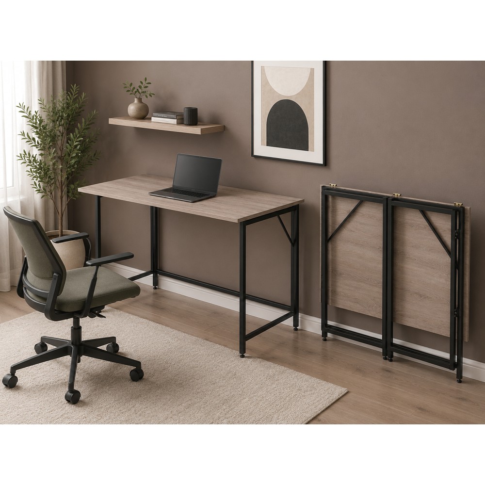 Стол трансформер раскладной Слай Ferrum-decor 75x100x60 Черный металл ДСП Дуб Кремона Канолло 16 мм (FRD-107819)