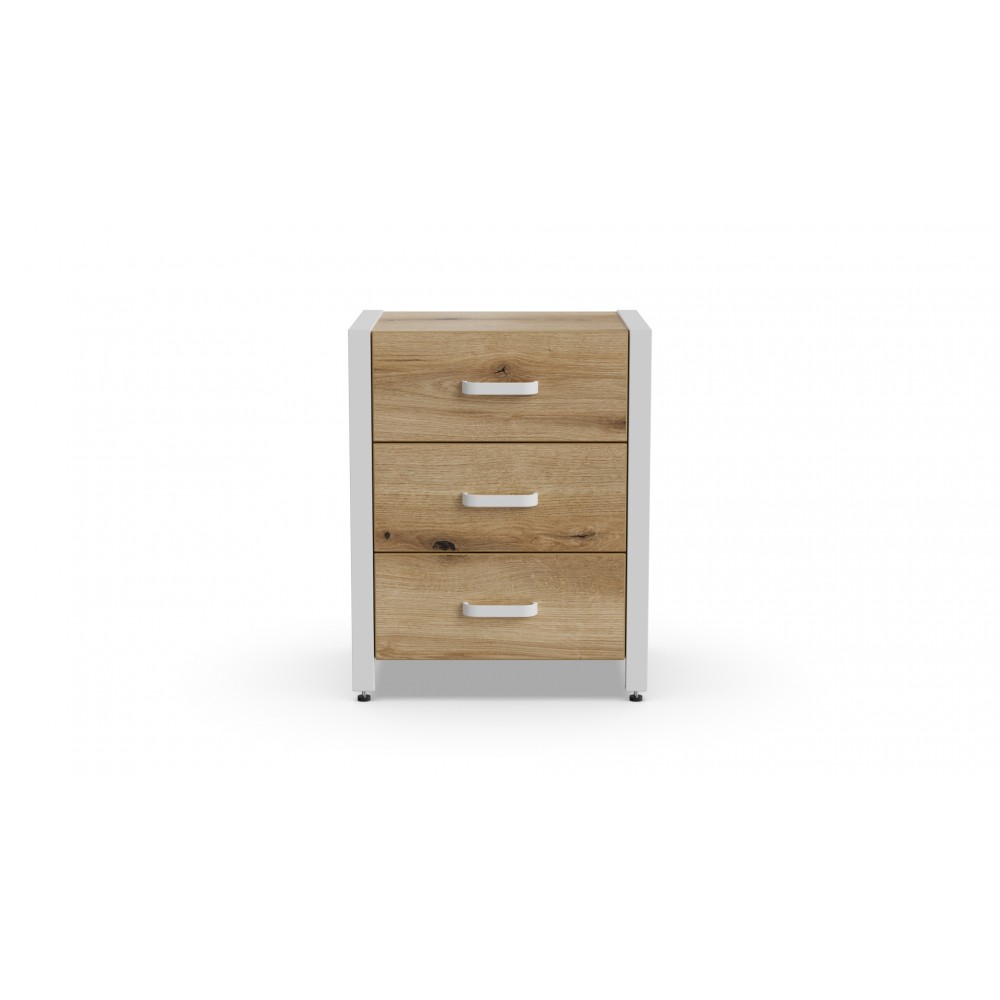 Тумба универсальная Ferrum-decor Вивьен 3 50x41x40 белый ДСП Дуб Евок Прибрежный 16мм (FRD-107749)