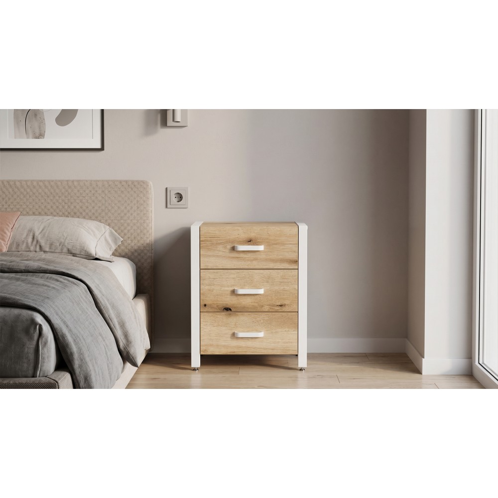 Тумба универсальная Ferrum-decor Вивьен 3 50x41x40 белый ДСП Дуб Евок Прибрежный 16мм (FRD-107749)