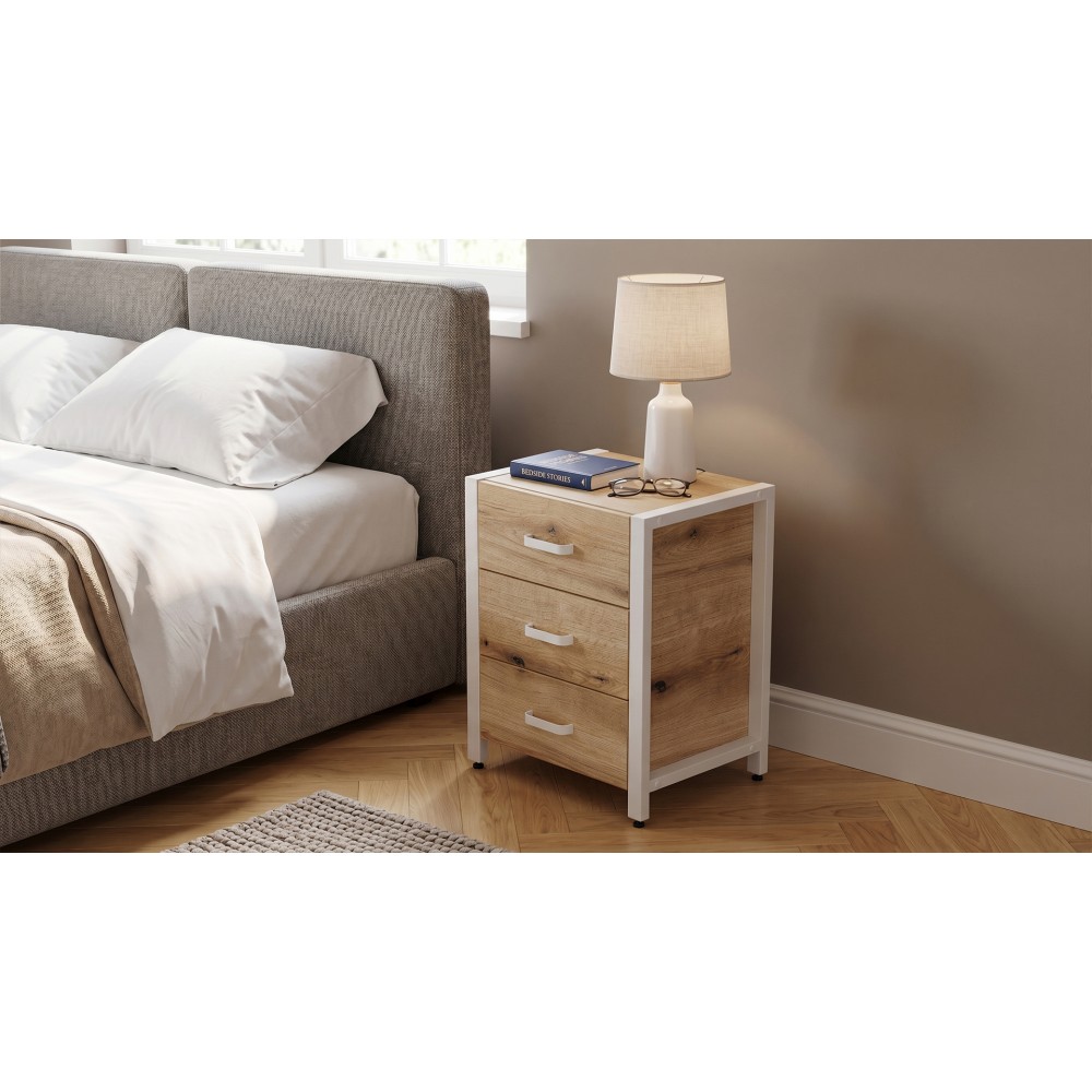 Тумба универсальная Ferrum-decor Вивьен 3 50x41x40 белый ДСП Дуб Евок Прибрежный 16мм (FRD-107749)
