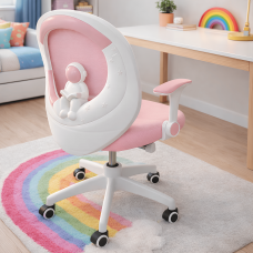 Крісло обертове дитяче з підставкою для ніг PERFECT KIDS ASTRONAUT PINK Perfect Home Рожевий (PFH-092115)