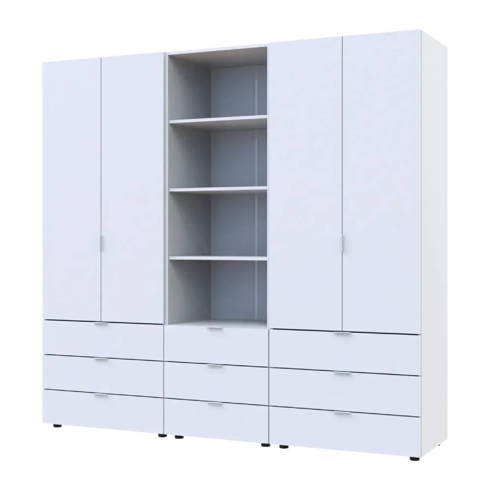 Шафа для одягу Doros Гелар Білий 2+2ДСП з пеналом 215х49.5х203.4 (DRS-011915)