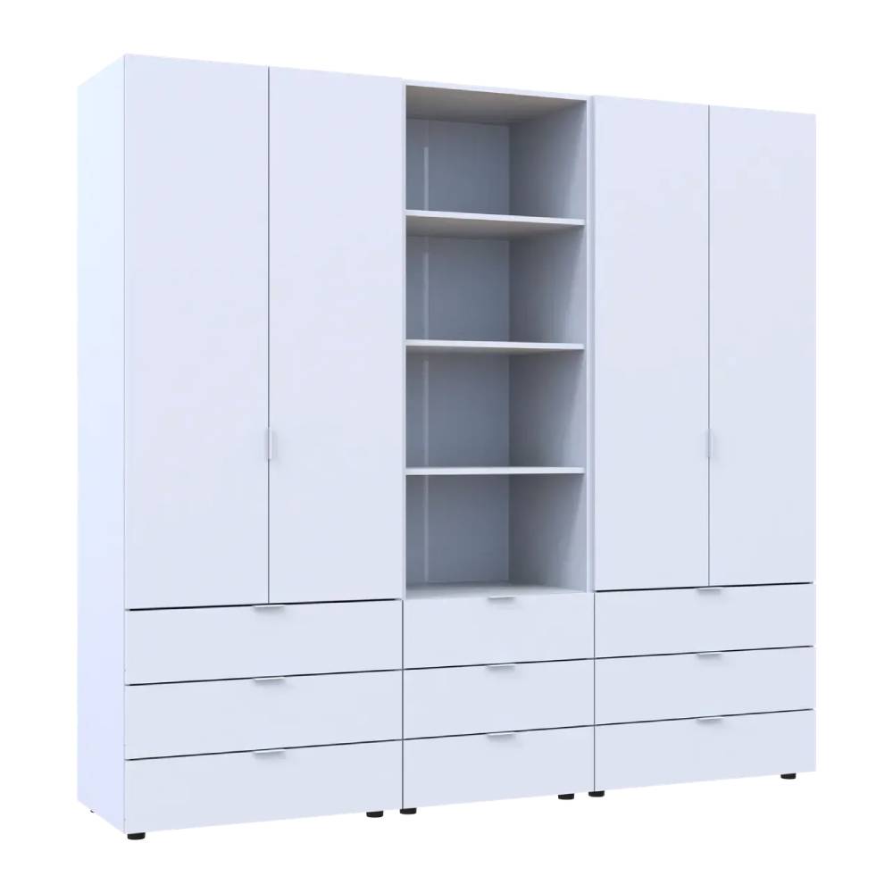 Шафа для одягу Doros Гелар Білий 2+2ДСП з пеналом 215х49.5х203.4 (DRS-011915)