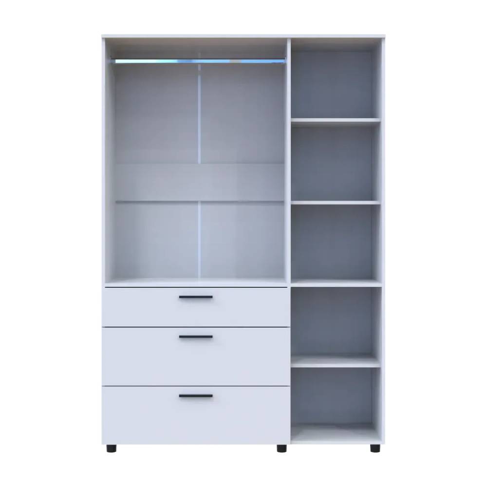 Шкаф для одежды Doros Торн Белый 3 ДСП/3Ш (штанга) 135х51.6х200 (DRS-012057)