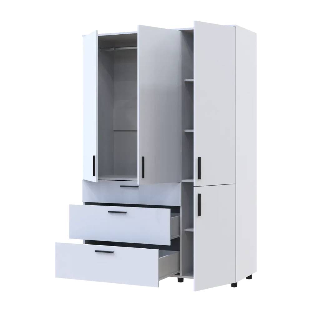 Шкаф для одежды Doros Торн Белый 3 ДСП/3Ш (штанга) 135х51.6х200 (DRS-012057)