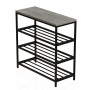 Полка для обуви Слайм 3 Ferrum-decor 635x630x260 Черный металл ДСП Бетон 16 мм (FRD-106838)
