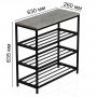 Полка для обуви Слайм 3 Ferrum-decor 635x630x260 Черный металл ДСП Бетон 16 мм (FRD-106838)